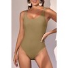 Eomenie Womens One Piece Swimsuits Ribbed Tummy Control Bathing Suit Scoop Neck Low Back Swimwear - 2 of 3