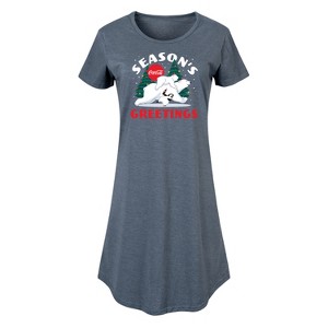 Women's - Coca-Cola - Seasons Greetings Polar Bears Graphic T-shirt Dress - 1 of 4