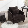 Sapphtopaz Accent Chair Chenille Lounge Armchair with Pillow and Studded Mid Century Modern Armchair Wood Comfy Chair for Bedroom, Living Room - 2 of 4