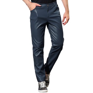 Lars Amadeus Men's Metallic Slim Fit Night Club Disco Shiny Faux Leather Pants - 1 of 4