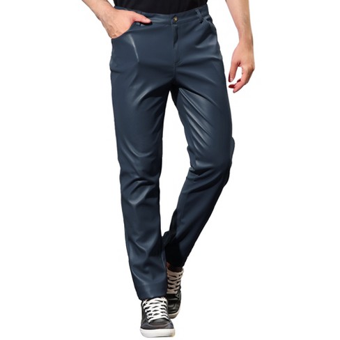 Dark blue sale leather pants