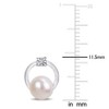 EVERLY JEWELRY | 10k White Gold 5.5 - 6 MM Cultured Freshwater Pearl and Diamond Circle Stud Earrings - 3 of 4