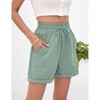 Garvee Womens High Waist Shorts with Deep Pocket Drawstring Linen Texture Casual Shorts for Women Summer Athletic Shorts - 3 of 4