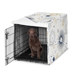 Sweet Jojo Designs Dog Crate Kennel Cover 42in. Celestial Blue Gold and Grey - 1 of 4