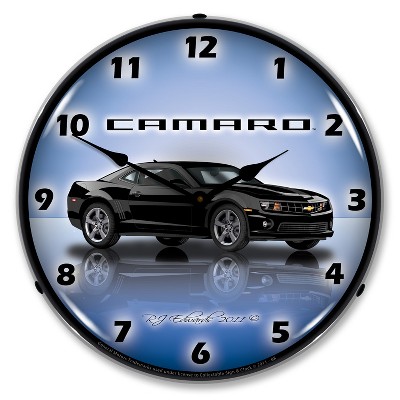 Collectable Sign & Clock | Camaro G5 Black LED Wall Clock Retro/Vintage, Lighted