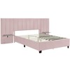 NicBex Queen Size Upholstered Platform Bed Frame with Oversized Velvet Headboard,Solid Wood Slats Support,No Box Spring Needed,Easy Assembly,Pink - 3 of 4