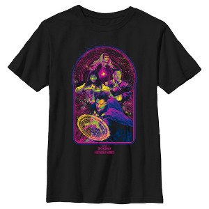 Boy's Marvel Doctor Strange in the Multiverse of Madness Neon Group Shot T-Shirt - 1 of 4