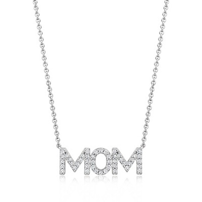 Ross-Simons 0.25 ct. t.w. Diamond "Mom" Necklace in Sterling Silver