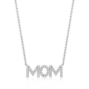 Ross-Simons 0.25 ct. t.w. Diamond "Mom" Necklace in Sterling Silver - 1 of 3