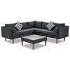 Nestfair 4pc Wicker Outdoor L-Shaped Sectional Sofa Set with Gray Cushions Black - 2 of 4