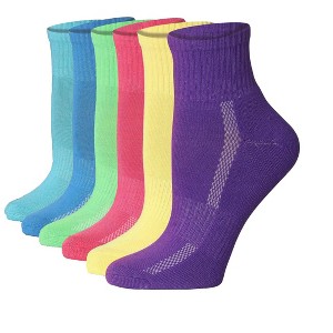 Tipi Toe Women's 6 Pairs Running & Athletic Sports Performance Rainbow Colors Quarter Socks - 1 of 4
