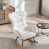 April Ivory Velvet Fabric Upholstered Glider Rocker,nursery Rocking Chair,with  High Backrest Mid Century Rocking Chair-maison Boucle‎ : Target