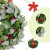 Unique Bargains Christmas Artificial Flower Wreaths with Berries for Front Door and Home Decor - 2 of 4