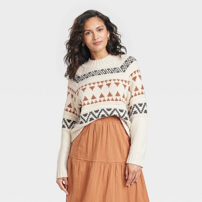 Women's Mock Turtleneck Pullover Sweater - Universal Thread™ Fair Isle