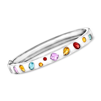Ross-Simons 2.68 ct. t.w. Multi-Gemstone Bangle Bracelet in Sterling Silver Size 7