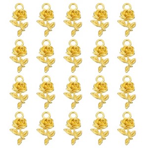 Unique Bargains Alloy  Elegant Sophisticated Jewelry Making Mini Rose Flower Pendants 50 Pcs - 1 of 4