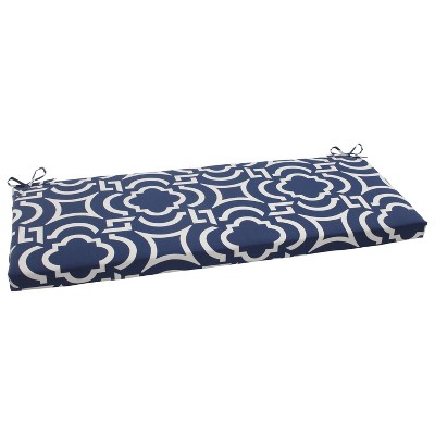 Outdoor Bench Cushion - Blue/White Geometric - Pillow Perfect