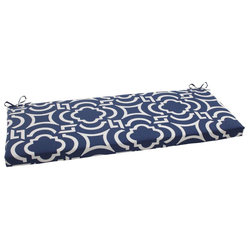 Outdoor Bench Cushion - Blue/White Geometric - Pillow Perfect, 1 of 7
