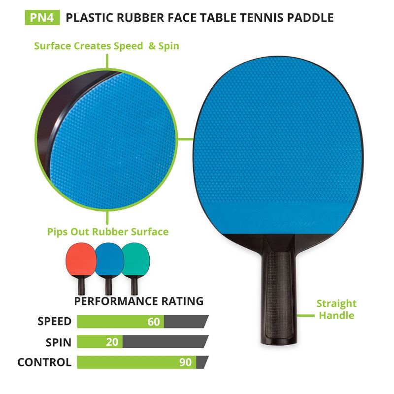 Champion Sports Plastic Rubber Face Table Tennis Paddle, 2 of 10