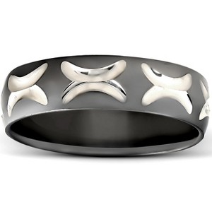 Pompeii3 Mens 10k Black Gold Wave Wedding Band - 1 of 4