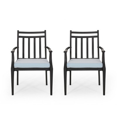 Modern Light Teal Outdoor Dining Chair Set with Water-Resistant Cushions