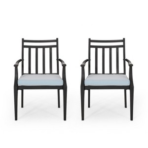 Christopher Knight Home Bostwick Outdoor Iron Dining Chairs with Cushion (Set of 2) - 1 of 4