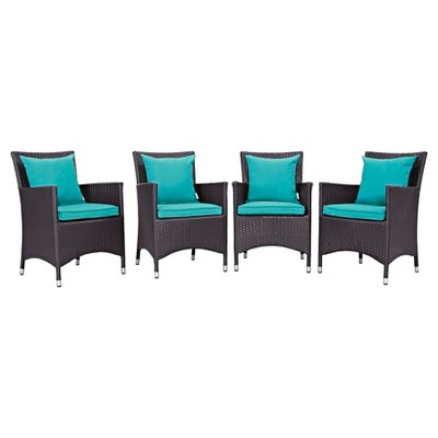 Convene 4pc All-Weather Wicker Patio Dining Set - Espresso/Turquoise - Modway