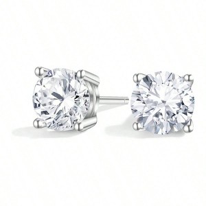 Earrings, Diamond Stud, Silver for Men Women Gift Shining Light, Attracting Attention. - 1 of 4