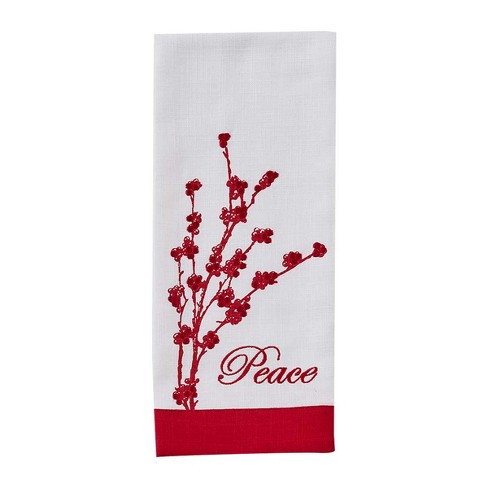 Patricia Heaton Home Berry Elegance Peace Embroidered Dishtowel - image 1 of 3