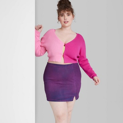 Women's Mid-Rise Notch Front Seamed Denim Mini Skirt - Wild Fable™ Violet