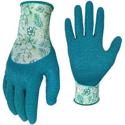 Digz Women's Full Finger Latex Work Gloves Aqua Green