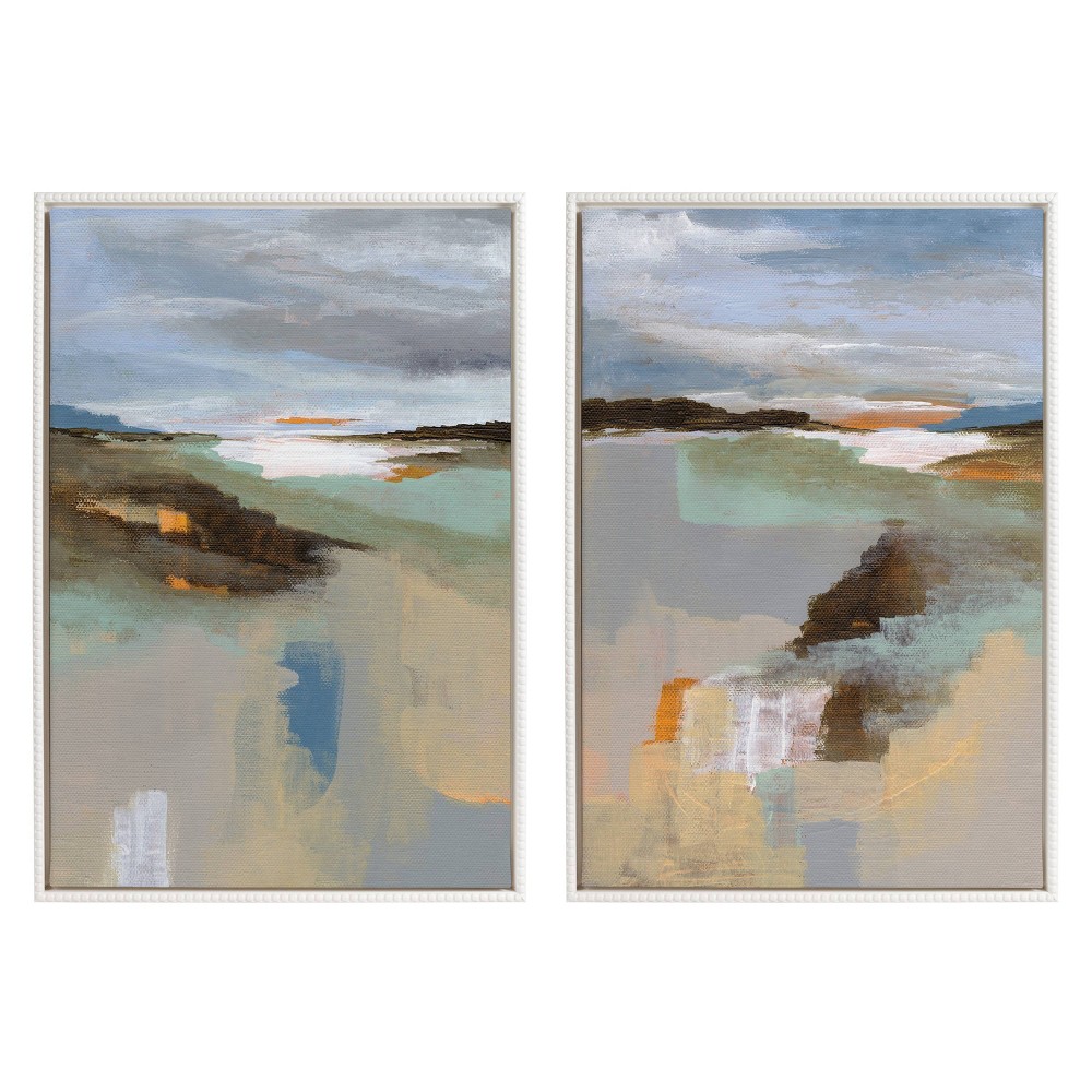 Photos - Other Decoration Kate & Laurel All Things Decor  23"x33" Sylvie Big Sur I and II Framed Canvas Art Set by Nikita Jariwala Set White(Set of 2)