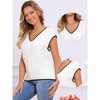 INSPIRE CHIC Women's V Neck Sleeveless Ribbed Contrast Color Trim Sweater Vest - 2 of 4