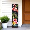 HomeRoots 36" Black Pink And Coral Solid Wood Flamingo Porch Sign - 2 of 4