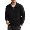 COOFANDY Mens Quarter Zip Sweatshirt Long Sleeve Casual Waffle Pullover Hoodies with Pocket Army Green L - 2 of 4