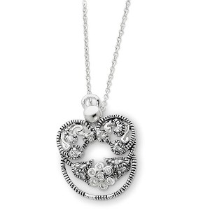 Black Bow Jewelry Rhodium Plated Sterling Silver & CZ Angel of Grace Necklace, 18 Inch - 1 of 4