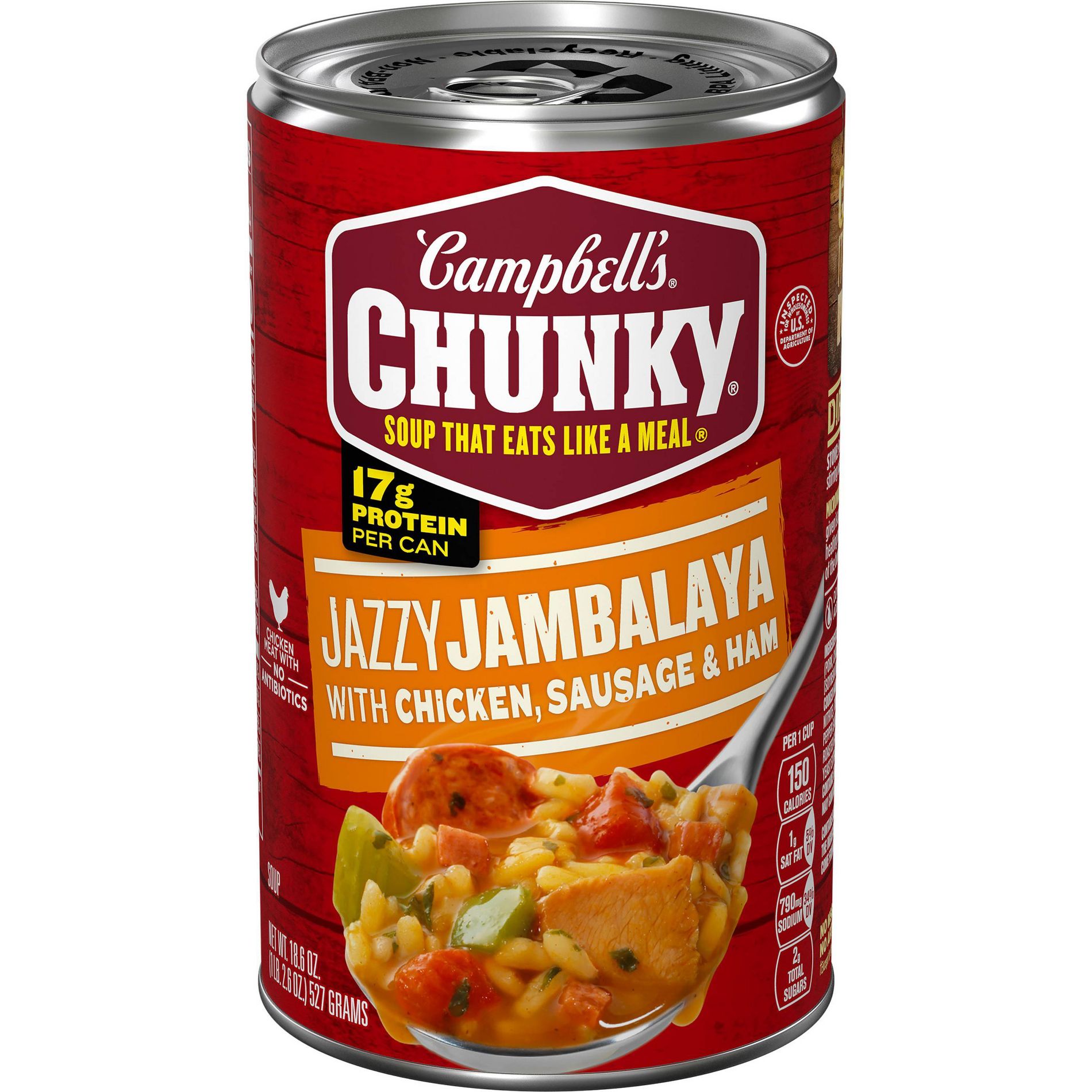 Campbell's Chunky Jazzy Jambalaya with Chicken, Sausage & Ham Soup - 18.6oz: No Artificial Colors, No High Fructose Corn Syrup