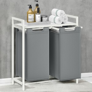 Laundry Hamper Organizer Laundry Basket Laundry Sorter with 2 Pull-Out and Removable Bags 2 x 12.1 Gallons, 28.8 x 13 x 28.4 Inches - 1 of 4