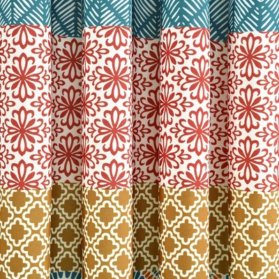 Bohemian Turquoise and Orange Polyester Sheer Window Panels