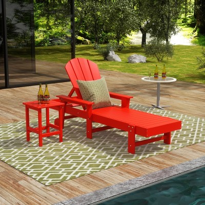WestinTrends Malibu 2 Piece Adirondack Poly Reclining Chaise Lounge With Arms & Wheels