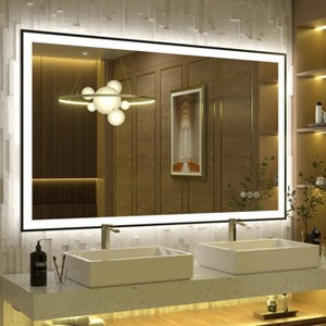 Apmir Super Bright Front & Back LED Lighted Anti-Fog Aluminum Alloy Framed Tempered Glass Bathroom/Vanity Mirror with ETL & 3-Year Warranty - 1 of 4