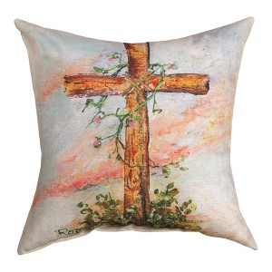 Decorative Cross 18 Inch Pillow – Durable Climaweave Fabric by Manual Woodworkers and Weavers - 1 of 3