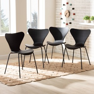 4pc Jaden Plastic and Metal Dining Chair Set - Baxton Studio - 1 of 4