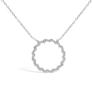 Haus of Brilliance Silver 1/7 Cttw Lab Grown Diamond Beaded Love Circle Pendant Necklace - 1 of 4