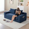 Racxily Loveseat Sofa, 2 in 1 Convertible Folding Couch Bed, Compressed Corduroy Floor Lounge Sofa for Apartment Office Bedroom Living Room - 2 of 4