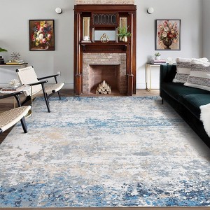Washable Modern Abstract Rug Non Slip Low Pile Rug Soft Throw Floor Cover Foldable Indoor Carpet for Living Room Bedroom Playroom Nursery - 1 of 4