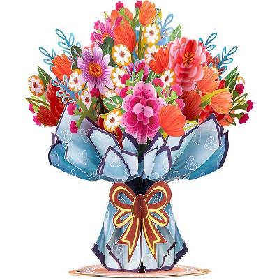 Paper Love HugePop 3D Vibrance Bouquet Pop Up Card with Detachable Paper Flower Bouquet, For All Occasions - Jumbo 10" x 14" Cards