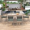 Whisen Outdoor Dining Set Patio Dining table and Chairs with Rattan Backrest and Removable Cushions - White Washed - 2 of 4