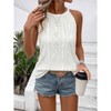 Womens Top Sleeveless Lace Up Halter Neck Openwork Tank Top - 4 of 4