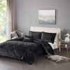 4 Pcs Stylish Velvet Comforter Set, All Season Home Textile for Modern Bedroom Decor, Black, Full/Queen - 4 of 4